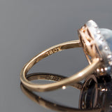 Victorian 18k/Sterling Moonstone + Rose Cut Diamond Cluster Ring