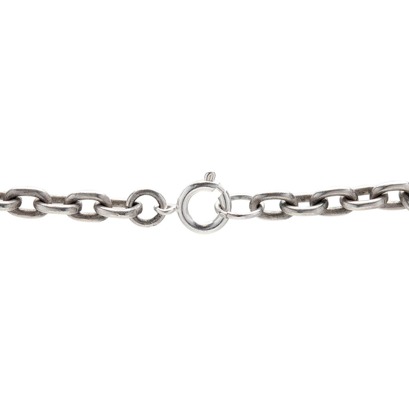 Victorian Sterling Silver Padlock Pendant + Chain Necklace 30"