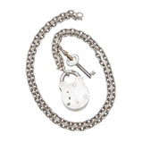 Victorian Sterling Silver Padlock Pendant + Chain Necklace 30"