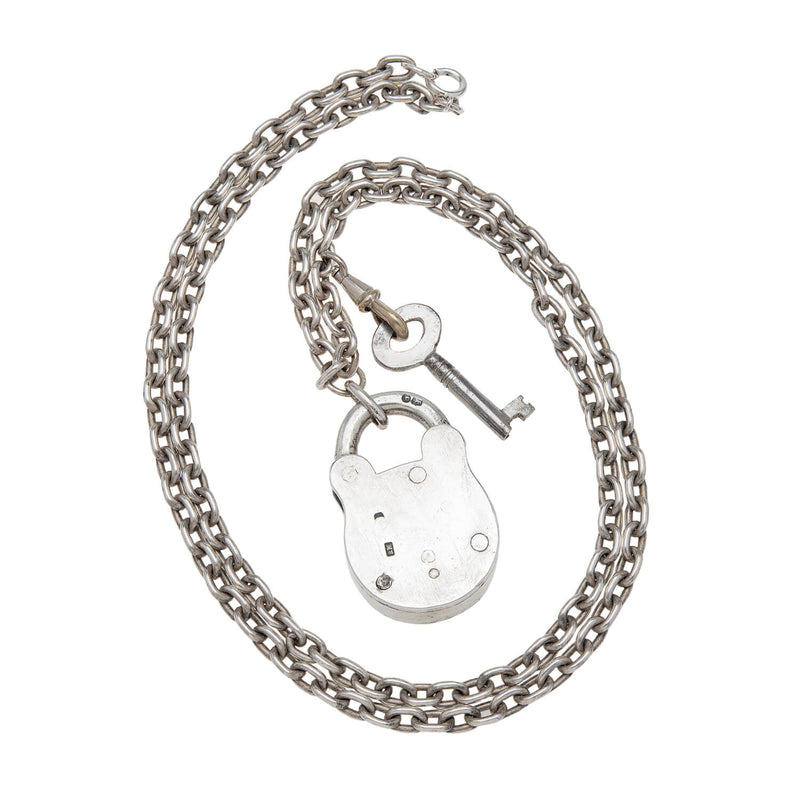 Sterling Silver Padlock Necklace 