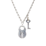 Victorian Sterling Silver Padlock Pendant + Chain Necklace 30"