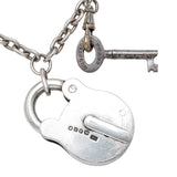 Victorian Sterling Silver Padlock Pendant + Chain Necklace 30"