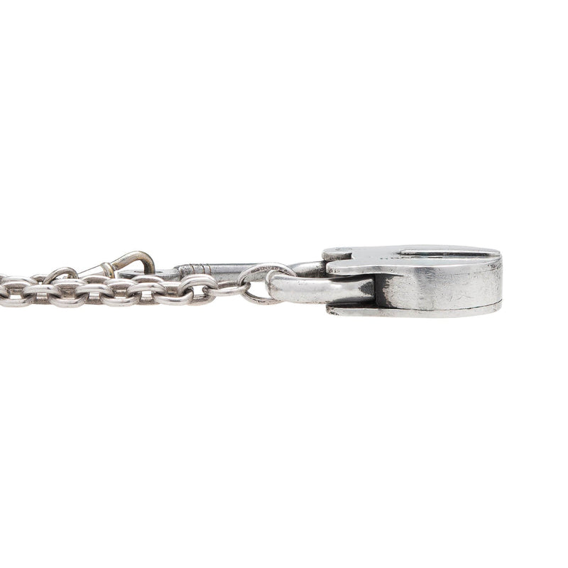 Victorian Sterling Silver Padlock Pendant + Chain Necklace 30"