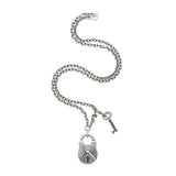 Victorian Sterling Silver Padlock Pendant + Chain Necklace 30"