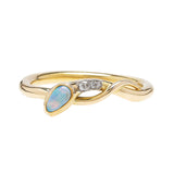 Victorian French 18k Mine Cut Diamond + Opal Snake Bracelet 1.35ctw