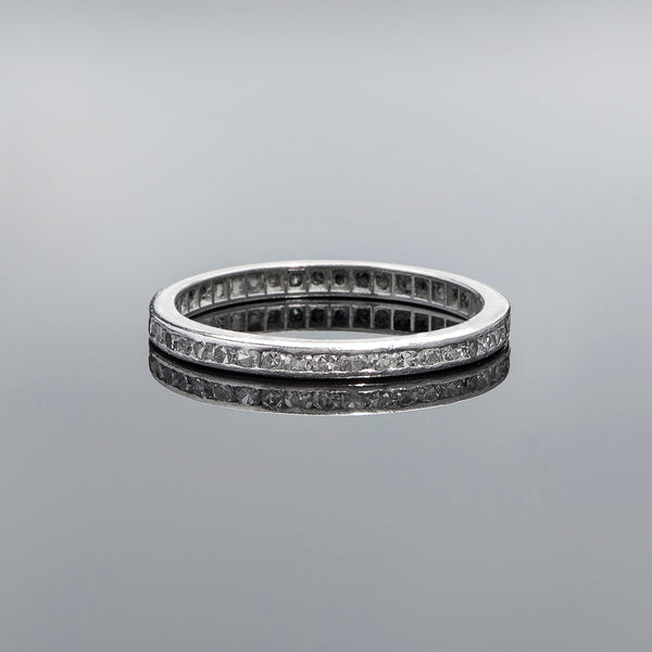 Edwardian Platinum & Single Cut Diamond Eternity Band .60ctw