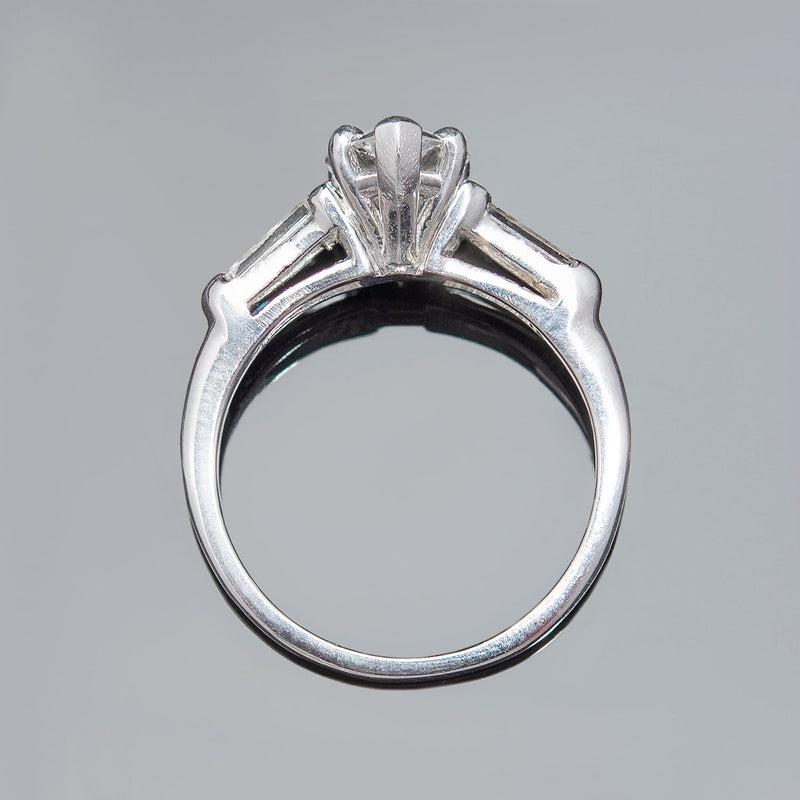 Art Deco Platinum Old Pear-Cut Diamond Engagement Ring 1.07ct
