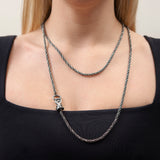Georgian Sterling Silver Textured Link Chain Necklace 44.5"