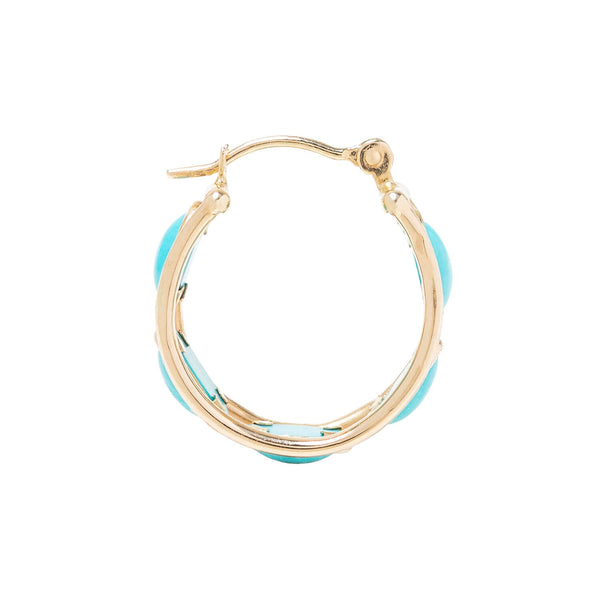 Estate 14k Turquoise Hoop Earrings
