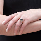 Edwardian 14k Platinum GIA No Heat Sapphire + Diamond Ring