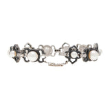 MARSH & COMPANY Vintage Platinum + Steel Pearl + Diamond Link Bracelet