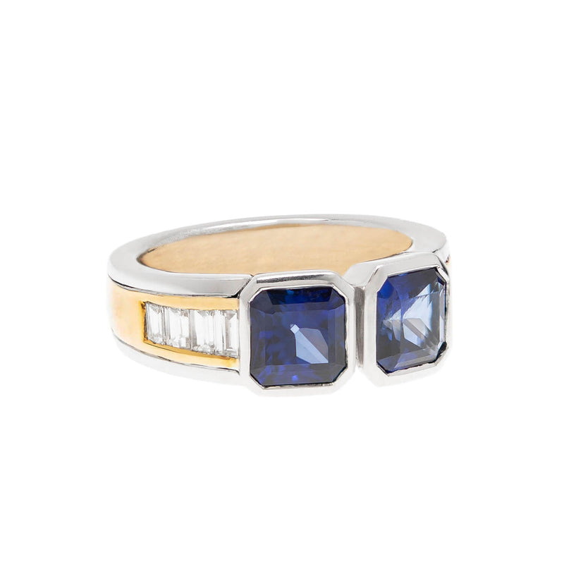 HANS D. KRIEGER Estate 18k Sapphire + Diamond Ring