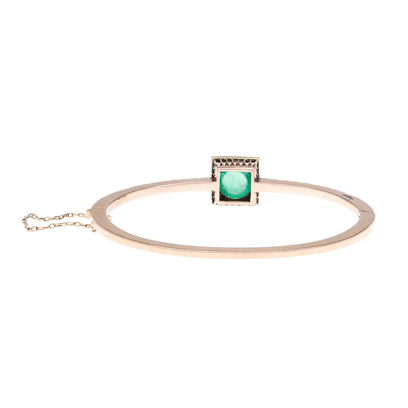 Victorian Austro-Hungarian 14k Emerald & Diamond Bangle Bracelet