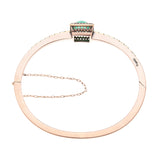 Victorian Austro-Hungarian 14k Emerald & Diamond Bangle Bracelet