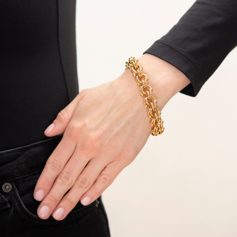 Retro 18k Gold Fancy Link Bracelet 30.2g