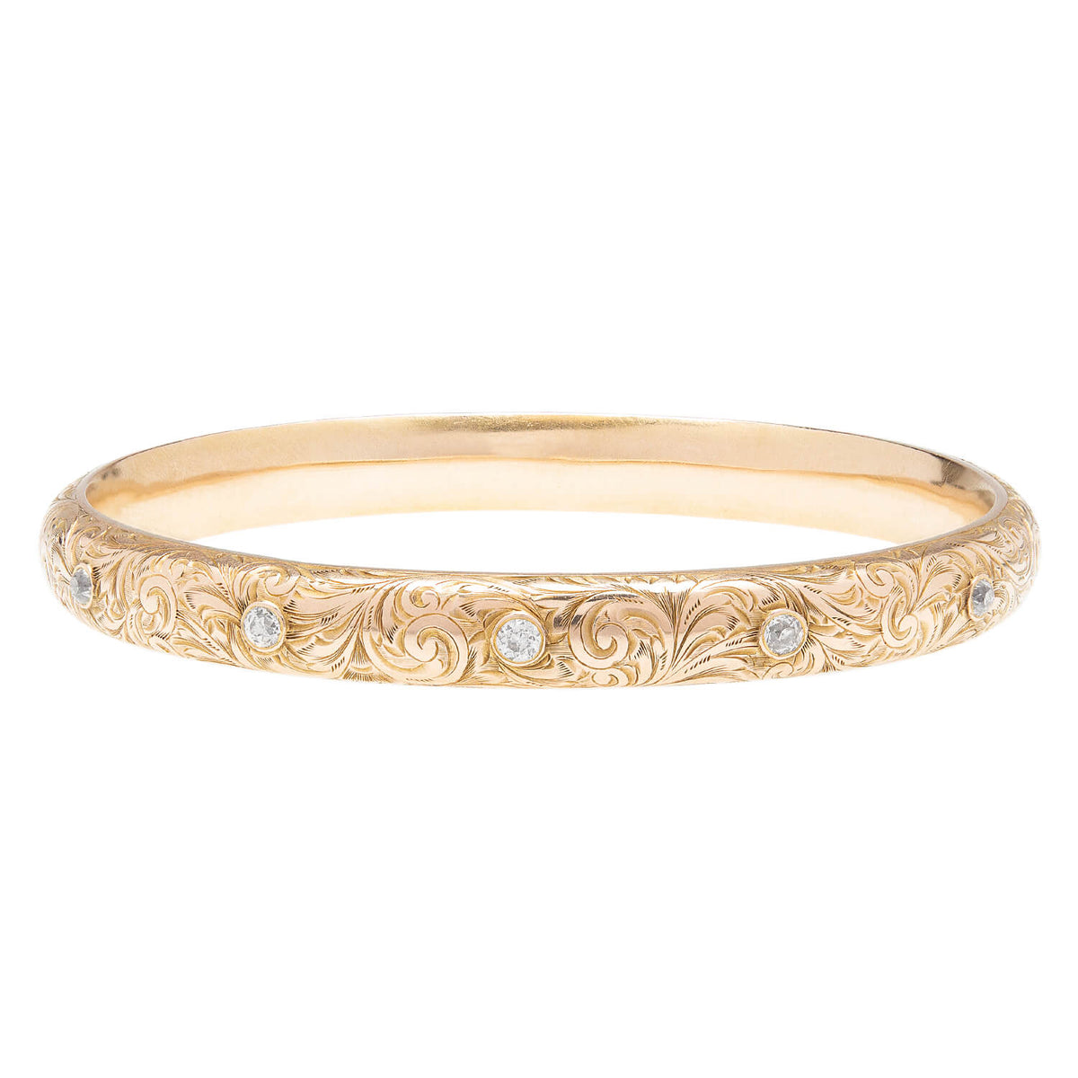 RIKER BROS. Art Nouveau 14k 5-Stone Diamond Etched Bracelet 1.25ctw