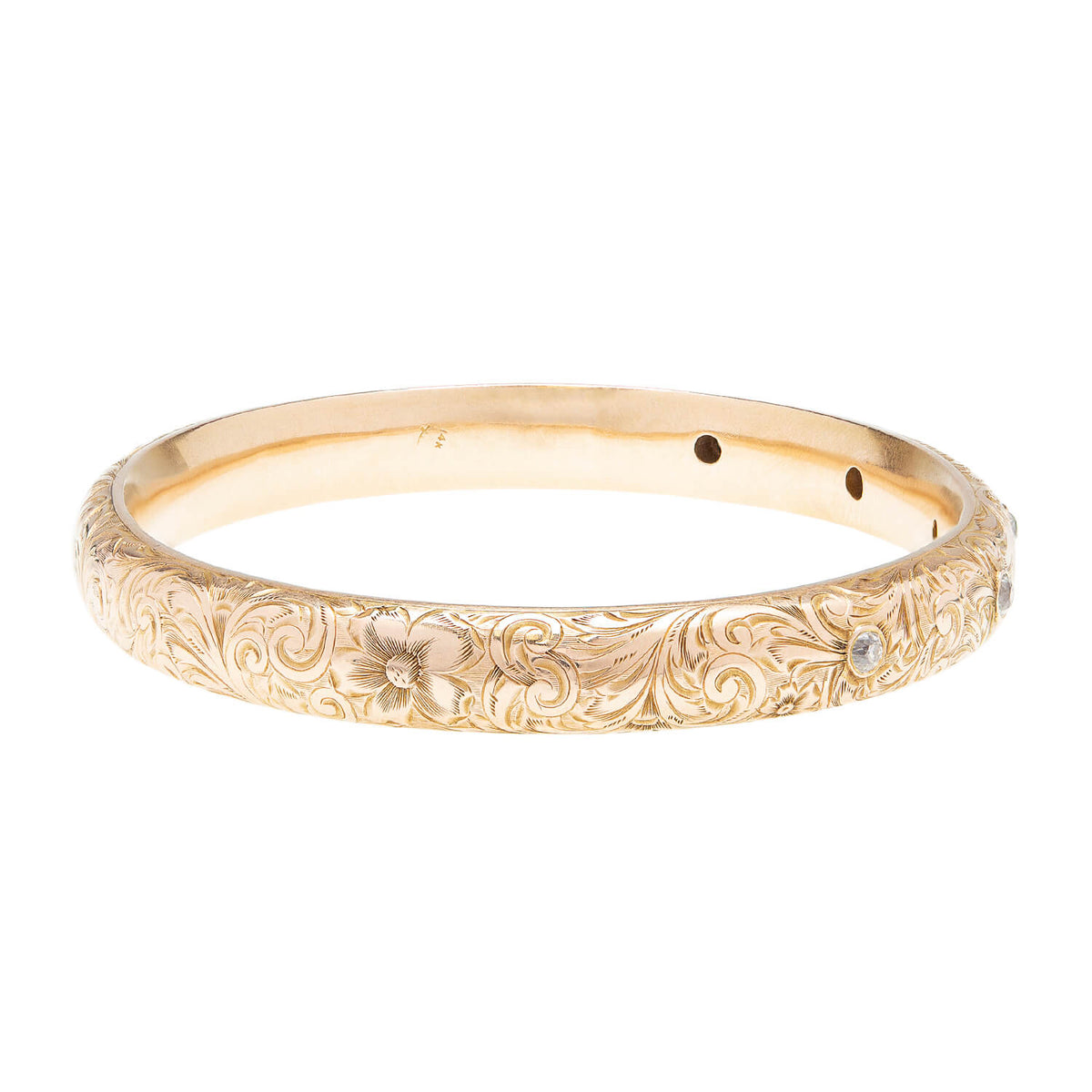 RIKER BROS. Art Nouveau 14k 5-Stone Diamond Etched Bracelet 1.25ctw