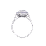 Art Deco Style Platinum Diamond + Sapphire Engagement Ring 1.72ct center