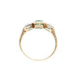 Edwardian 18k & Platinum Diamond & Emerald 3-Stone Ring