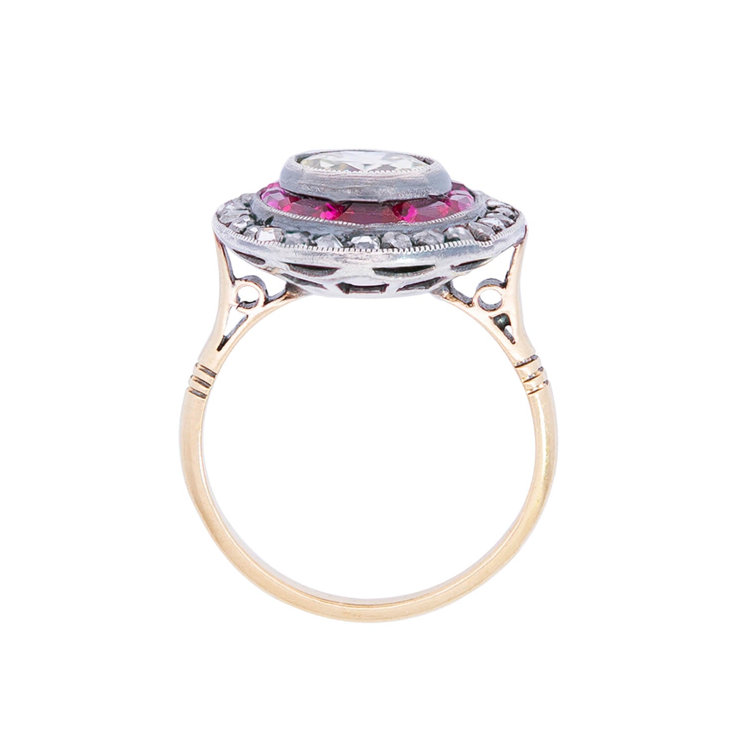 Victorian 18k Old European Diamond + Burmese No Heat Ruby Ring