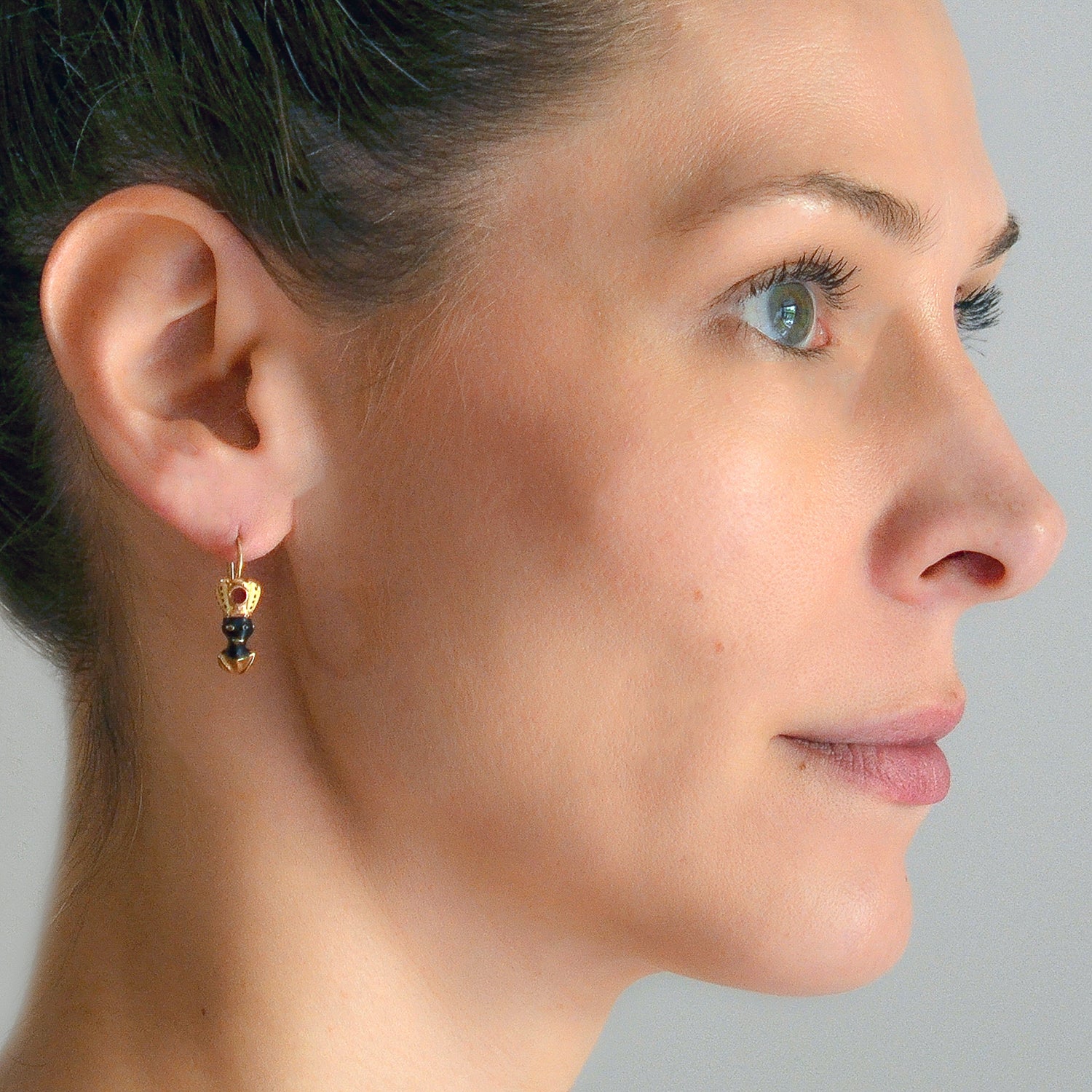 40s Vintage tribal blackmoor earrings & brooch set - Shop