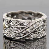 Art Deco Platinum Diamond Wide Band Ring