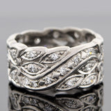 Art Deco Platinum Diamond Wide Band Ring