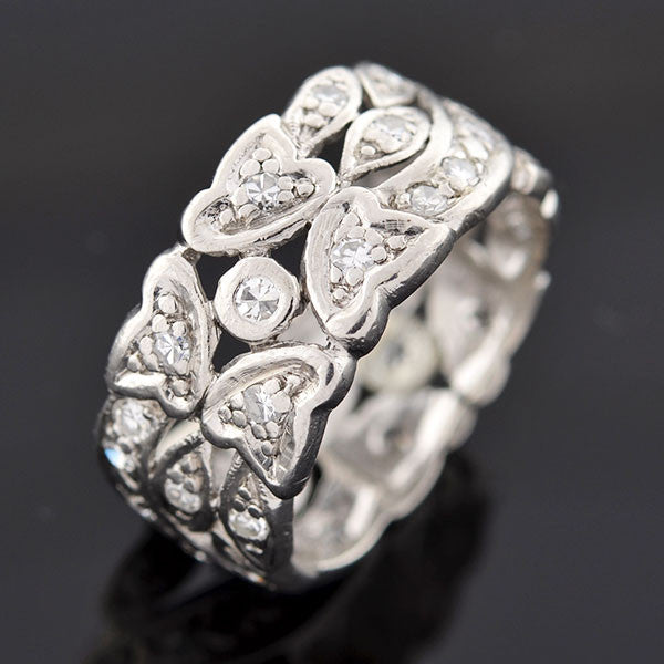 Art Deco Platinum Diamond Wide Band Ring