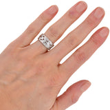 Art Deco Platinum Diamond Wide Band Ring