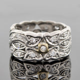 Art Deco Platinum Diamond Wide Band Ring