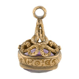 Victorian 9kt Repousse Faceted Amethyst Fob