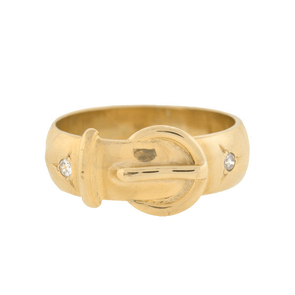 Victorian 9kt Gold Buckle Diamond Ring