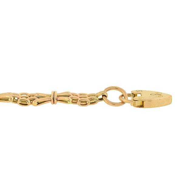 English Victorian Heart Lock Bracelet in 9k Yellow Gold