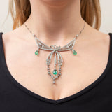 Art Deco Platinum Diamond & Emerald Festoon Necklace