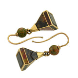 Victorian 14kt Pyramidal Scottish Agate Earrings