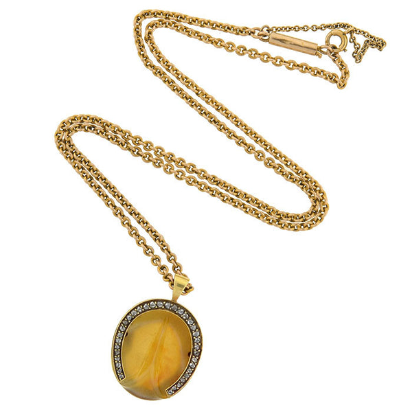 Victorian 18kt Agate & Diamond Horse Hoof Necklace