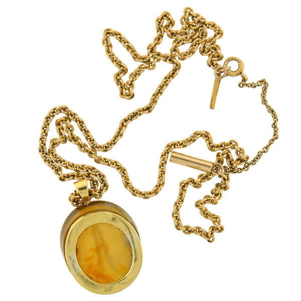 Victorian 18kt Agate & Diamond Horse Hoof Necklace