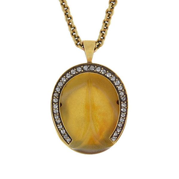 Victorian 18kt Agate & Diamond Horse Hoof Necklace