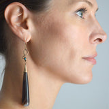 Victorian Dramatic Elongated Agate Teardrop Turquoise Snake Earrings