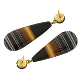 Victorian 14kt Carved Banded Agate Teardrop Earrings