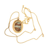 Retro 14k Gold Filled Moss Agate Necklace