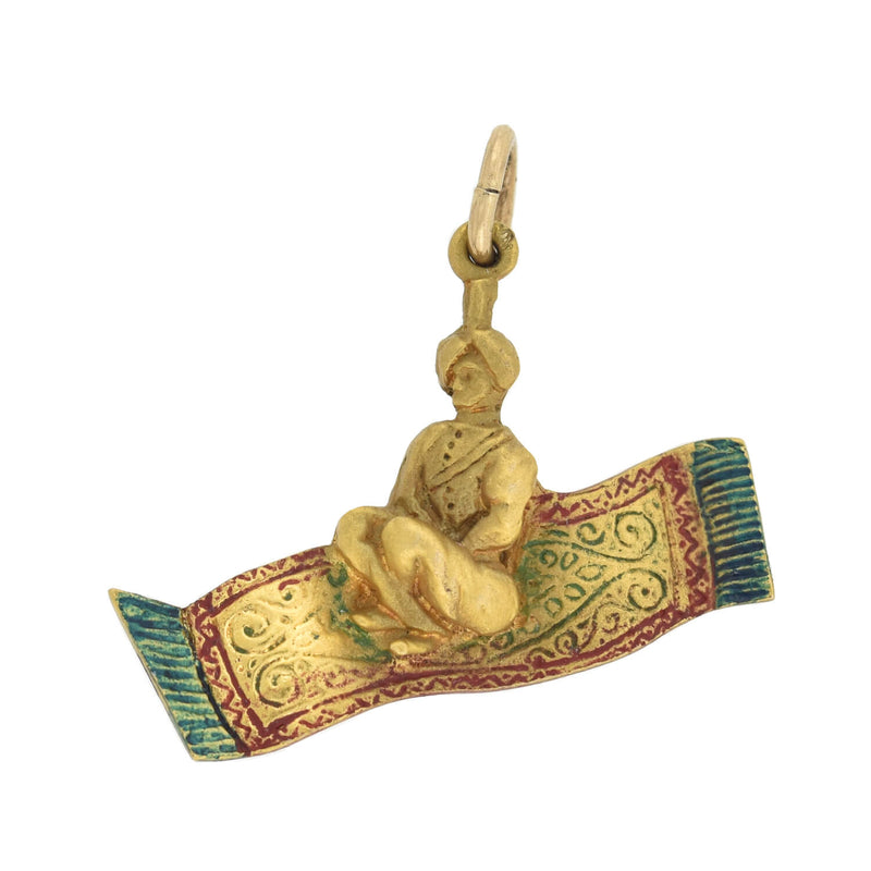 Vintage 14kt Enameled Magic Carpet Double-Sided Charm/Pendant
