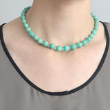 Art Deco Aventurine & Rock Quartz Crystal Bead Necklace