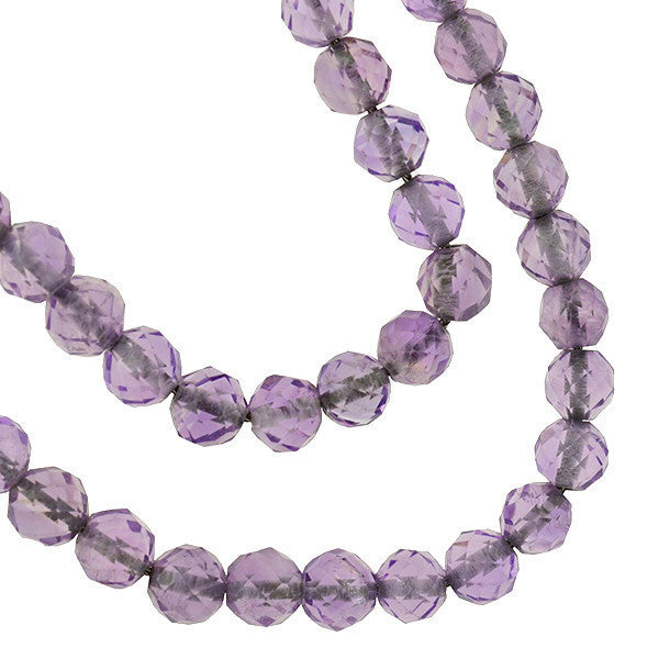 Art Deco Silver & Faceted Amethyst Bead Necklace 32"