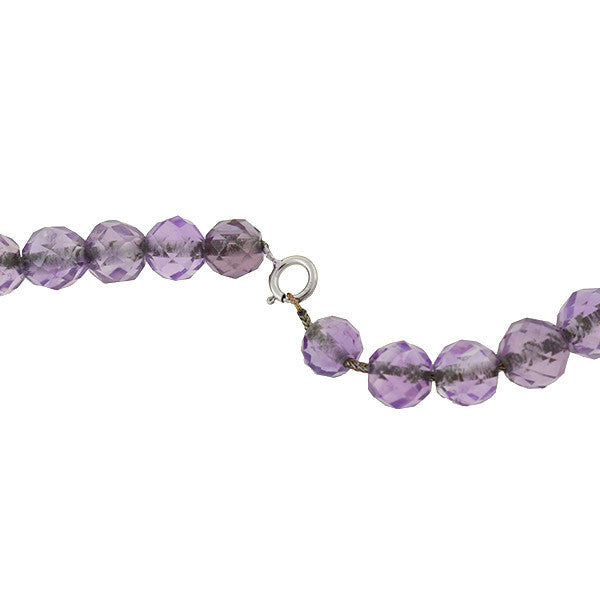 Art Deco Silver & Faceted Amethyst Bead Necklace 32"