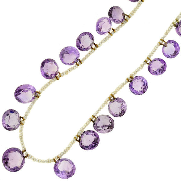 Late Victorian Seed Pearl & Amethyst Necklace