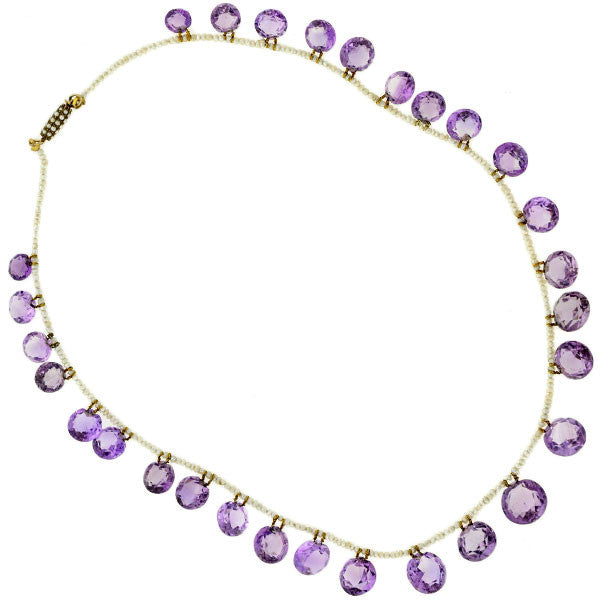 Late Victorian Seed Pearl & Amethyst Necklace