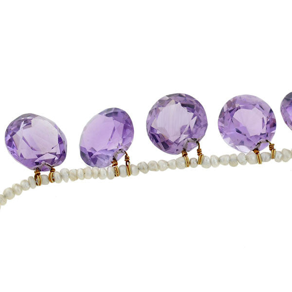 Late Victorian Seed Pearl & Amethyst Necklace