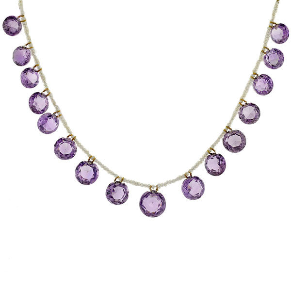 Late Victorian Seed Pearl & Amethyst Necklace