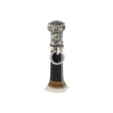 Victorian Sterling Banded Agate + Amethyst "M" Fob